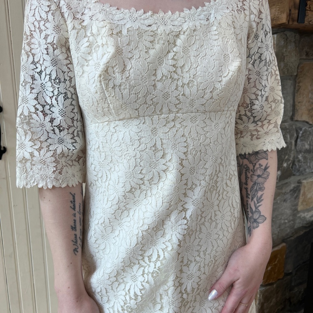 Adeline of California 60’s Bridgerton Regency Vintage lace Wedding Dress & train - Picture 3 of 9